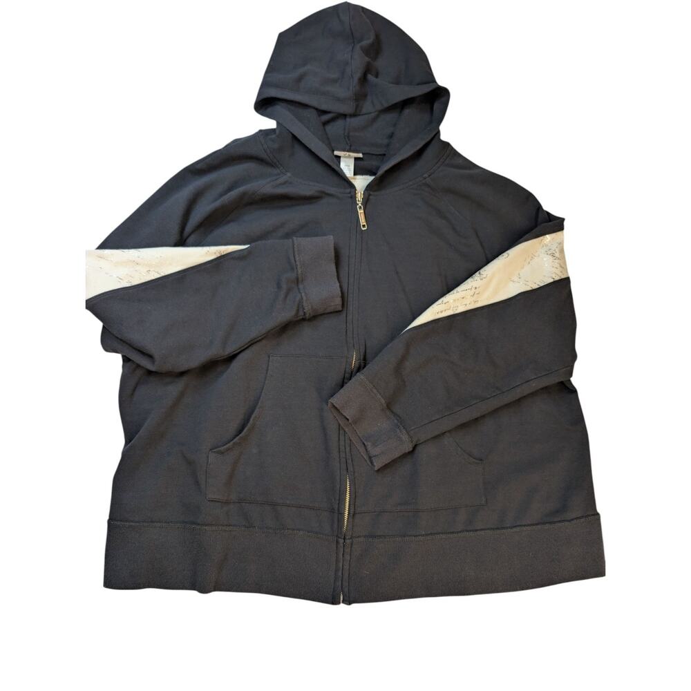Women's V Sport by Venezia Hoodie Jacket Black White Gold Trim Nautical Sz 28/26